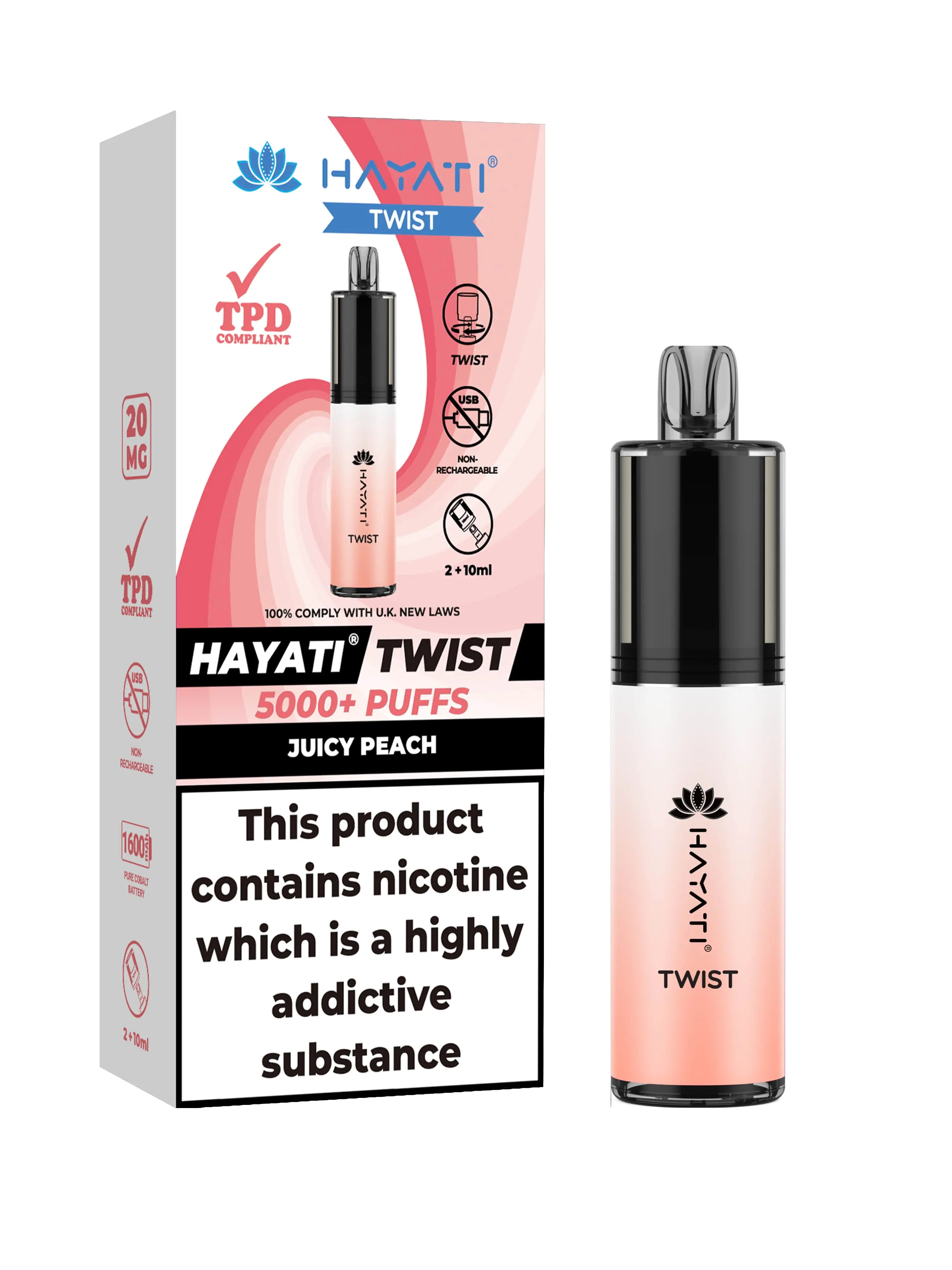  Juicy Peach Hayati Twist 5000 Disposable Pod Kit 